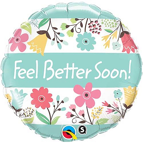 Feel Better Soon Floral Round Foil Balloon Delivery UK