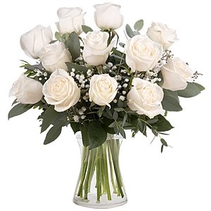 12 Classic White Roses Delivery to United Arab Emirates