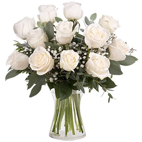 12 Classic White Roses Delivery to Denmark