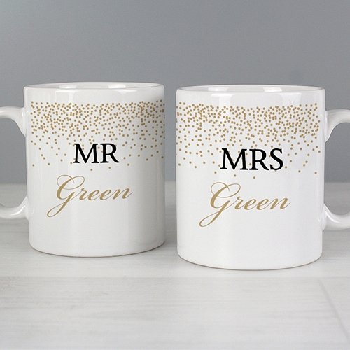 Personalised Gold Confetti Mug Set Delivery to UK