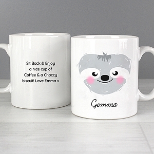 Personalised Cute Sloth Face Mug Delivery UK