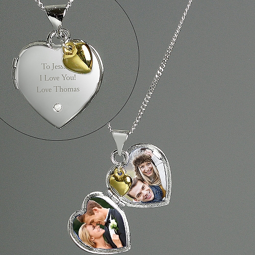 Sterling Gold and Diamond Heart Locket Delivery to UK