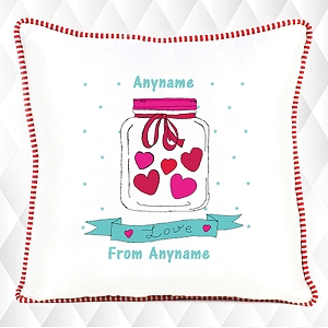 Hearts in Jar - Personalised Cushion