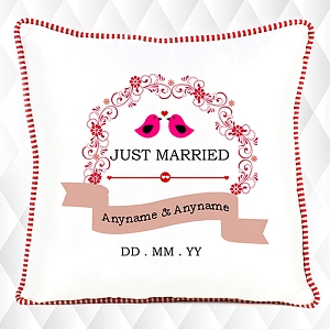 Just Married Cushion - Personalised Cushion