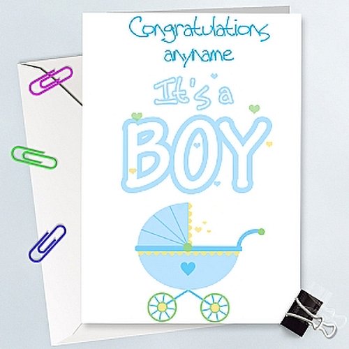 Congratulation On Boy With Craddle - Personalised Cards