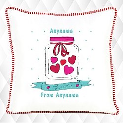 Hearts in Jar - Personalised Cushion