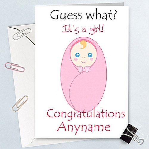 It is Baby Girl Congratulations - Personalised Cards