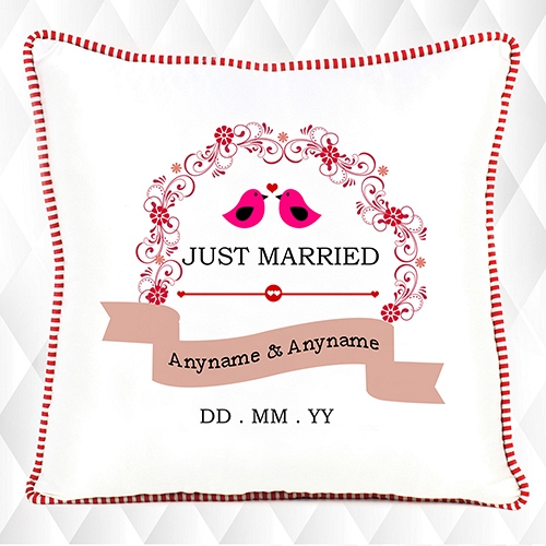 Just Married Cushion - Personalised Cushion