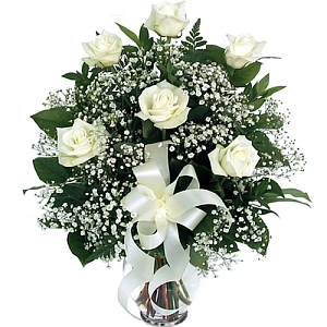 6 White Roses delivery to Canada