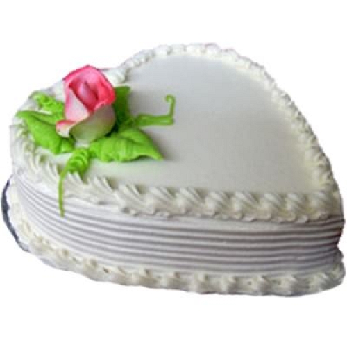 1 Kg Heart Shape Vanilla Cake delivery to India