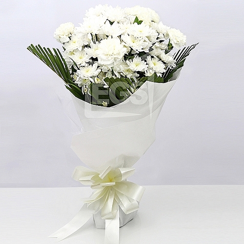 White Chrysanthemums and Carnations Bouquet