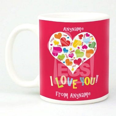 I Love You-Hearts-Personalised mug