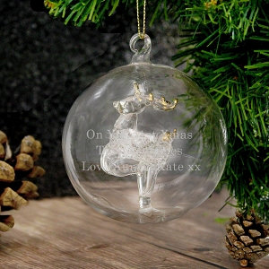 Personalised Glass Reindeer Bauble