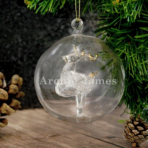 Personalised Name Only Reindeer Glass Bauble