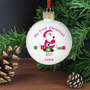 Personalised Santa with Presents Bauble