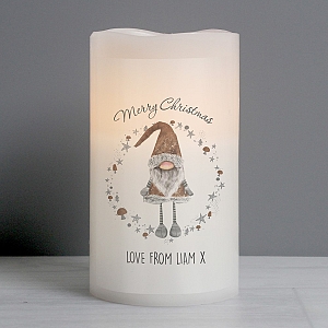 Personalised Scandinavian Christmas Gnome LED Candle