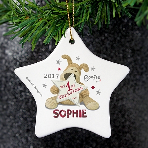 Personalised Boofle My 1st Christmas Ceramic Star Decoration