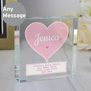 Personalised Stitch & Dot Baby Girl Large Crystal Token UK [United Kingdom]