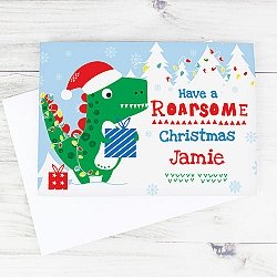 Personalised Dinosaur Have a Roarsome Christmas Card