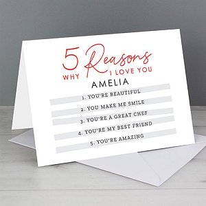 Personalised 5 Reasons Why Card