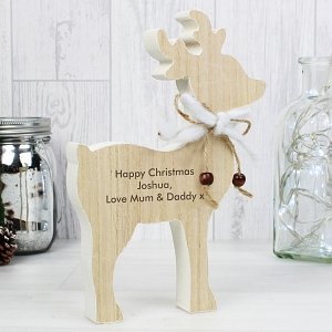 Personalised Rustic Wooden Reindeer Decoration