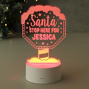 Personalised Santa Stop Here LED Colour Changing Night Light