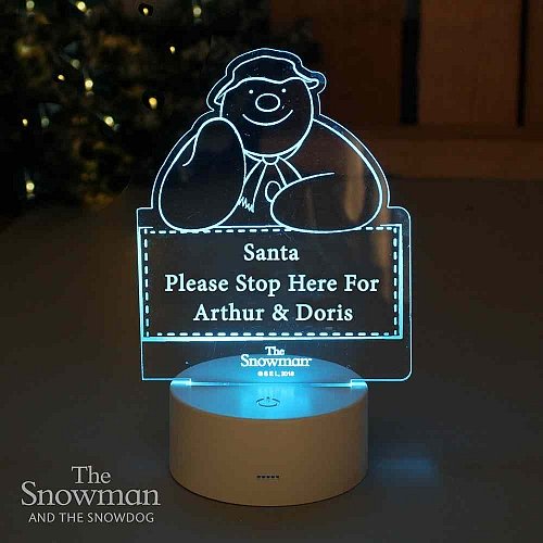 Personalised The Snowman LED Colour Changing Decoration & Night Light