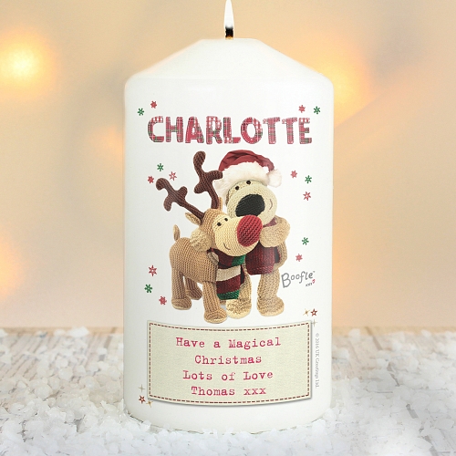 Personalised Boofle Christmas Reindeer Candle