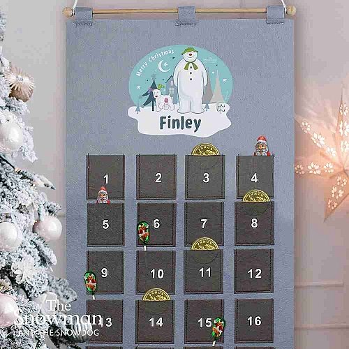 Personalised The Snowman and the Snowdog Advent Calendar In Silver Grey