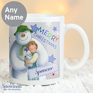 Personalised The Snowman and the Snowdog Blue Mug