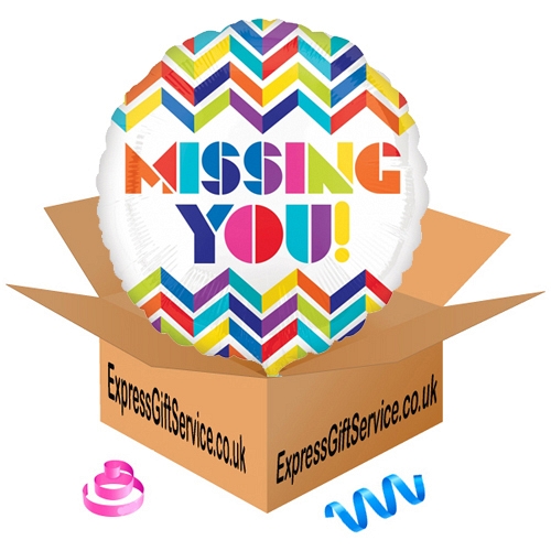 Multi Chevron Missing You Balloon Delivery to UK