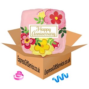 Flowery Anniversary Standard Foil Balloon Delivery to UK