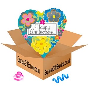 Bright Floral Anniversary Foil Balloon Delivery to UK