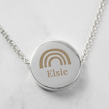 Personalised Rainbow Disc Necklace