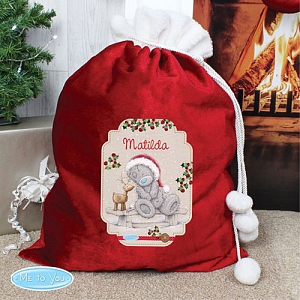 Personalised Me to You Reindeer Luxury Pom Pom Sack