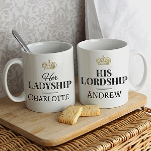 Personalised Ladyship and Lordship Mug Set