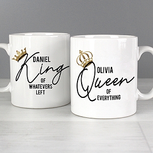 Personalised King and Queen of Everything Mug Set