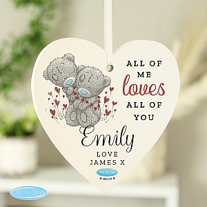 Personalised Me to You Valentine Wooden Heart Decoration