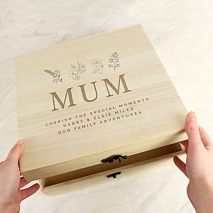 Personalised Floral Wooden Keepsake Box