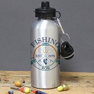 Personalised Fishing Club Silver Drinks Bottle