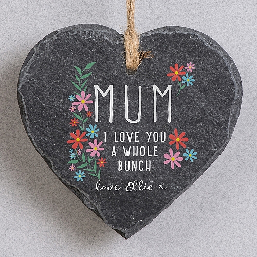 Personalised I Love You A Whole Bunch Hanging Slate Heart