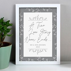 Personalised True Love Story A4 White Framed Print