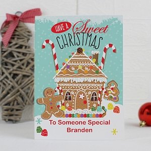 Personalised Gingerbread House Card delivery to UK [United Kingdom]