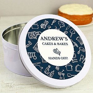 Personalised Navy Kitchen Design Cake Tin