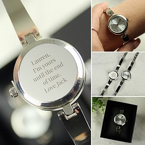 Personalised Silver Ladies Watch With Silver Slider Clasp