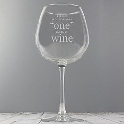 Personalised 'One Glass' Bottle of Wine Glass delivery to UK [United Kingdom]