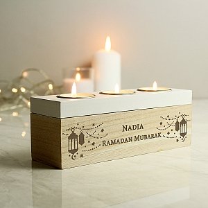 Personalised Eid and Ramadan Triple Tea Light Box