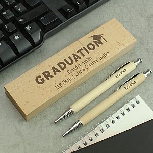 Personalised Graduation Wooden Pen and Pencil Set