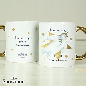 Personalised The Snowman Let it Snow Gold Handed Mug