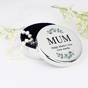 Personalised Botanical Round Trinket Box